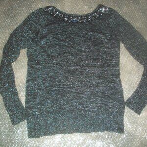 womens Moda International beaded sweater.Holidays.Deep low cut back.size small